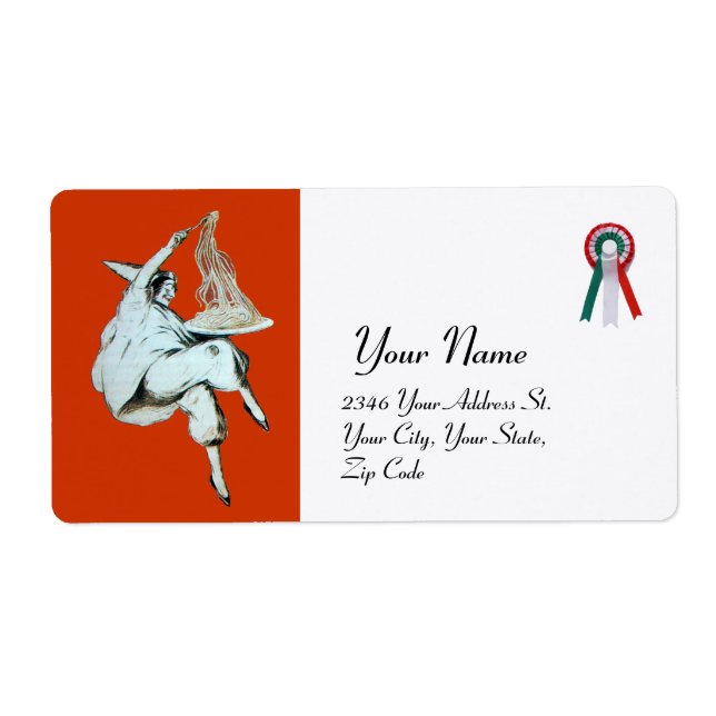 Etiqueta COCINA ITALIANA FIESTA DE ESPAGUETTI, naranja REST (Frente)