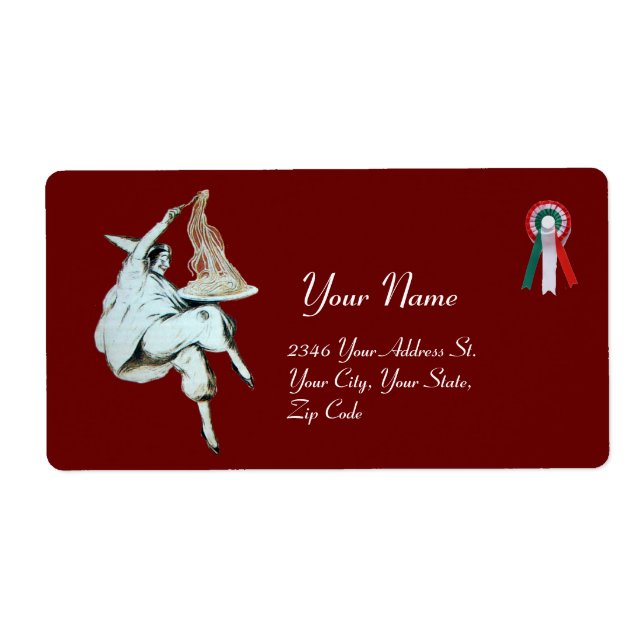 ETIQUETA COCINA ITALIANA FIESTA DE ESPAGUETTI, RESTAURANTE  (Frente)