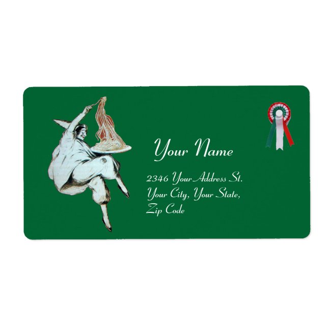 ETIQUETA COCINA ITALIANA FIESTA DE ESPAGUETTI, RESTAURANTE  (Frente)