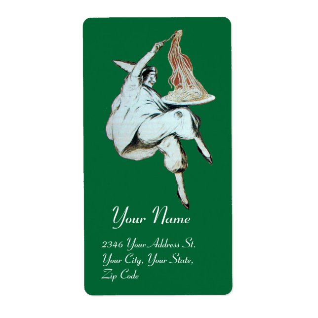 ETIQUETA COCINA ITALIANA FIESTA DE ESPAGUETTI, RESTAURANTE  (Frente)