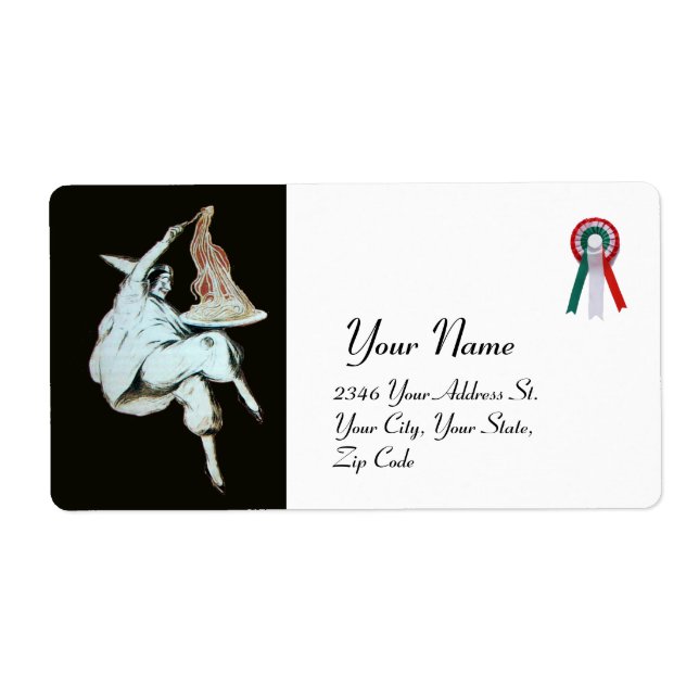 ETIQUETA COCINA ITALIANA FIESTA DE ESPAGUETTI, RESTAURANTE  (Frente)