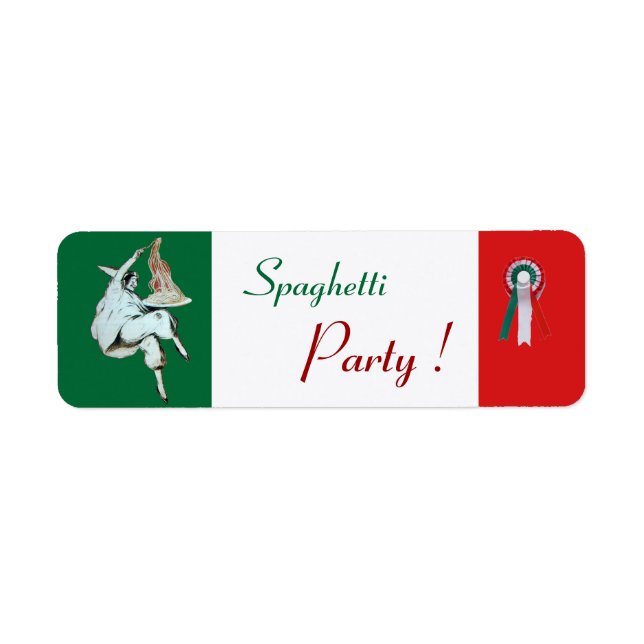ETIQUETA COCINA ITALIANA FIESTA DE ESPAGUETTI, RESTAURANTE  (Frente)
