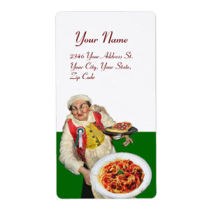 Etiqueta COCINA ITALIANA verde rojo blanco