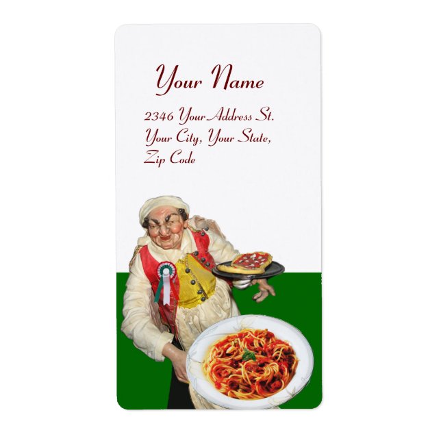 Etiqueta COCINA ITALIANA verde rojo blanco (Frente)