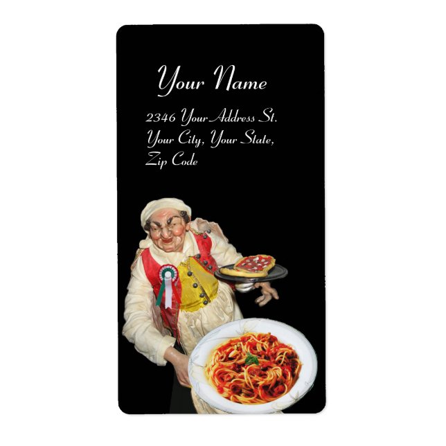 Etiqueta COCINA ITALIANA verde rojo negro (Frente)