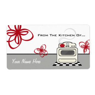 Etiqueta Cocina roja de la estufa retra de la cocina de…