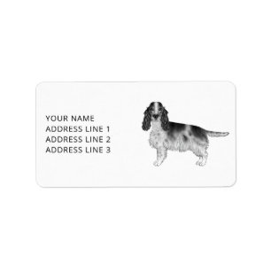 Etiqueta Cocker Spaniel en negro y blanco & texto personali