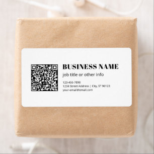 Etiqueta Código QR comercial y texto retro-moderno editable