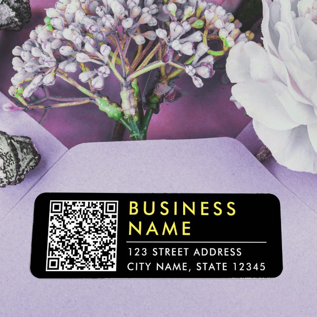 Etiqueta Código QR de contacto web amarillo negro simple mo (Subido por el creador)