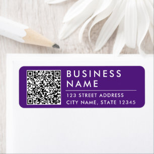 Etiqueta Código QR web empresarial Simple Modern Purple Com