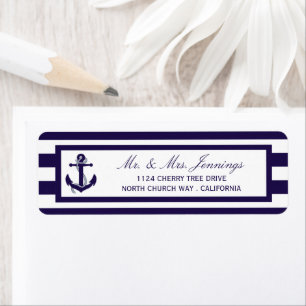 Etiqueta Colección de Bodas de franjas de la marina de infl