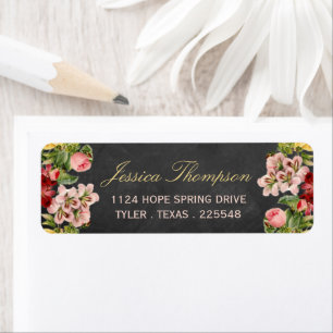 Etiqueta Colección de Bodas de pizarra floral vintage