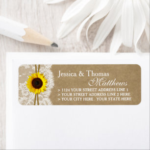 Etiqueta Colección de Bodas Kraft, Lace & Sunflower