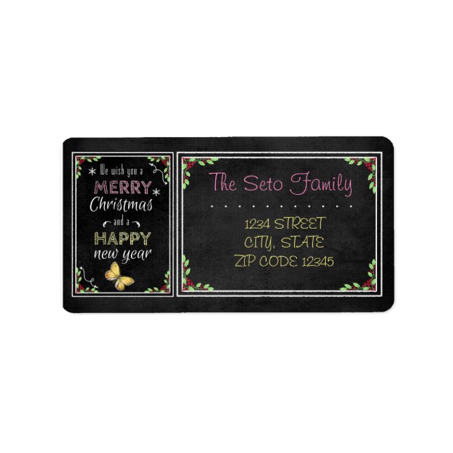 Etiqueta Colección de Navidades de Chalkboard (Frente)