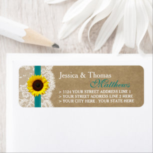 Etiqueta Colección Kraft, Lace & Sunflower - Verde azulado