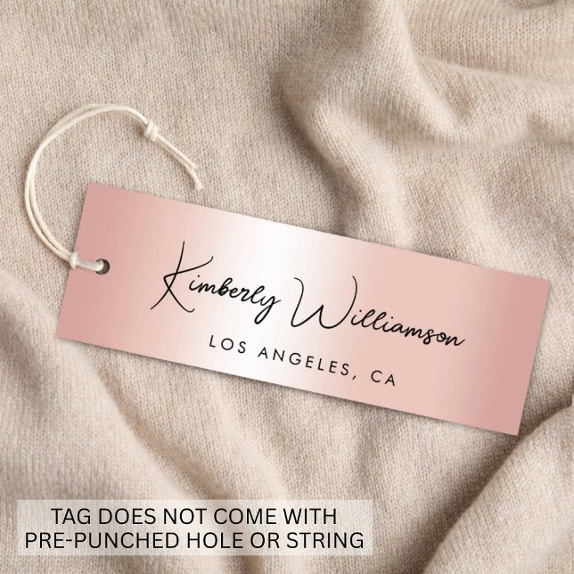 Etiqueta colgante Chic Signature Script oro rosa (Empower your name in our signature script as your logo and brand identity)