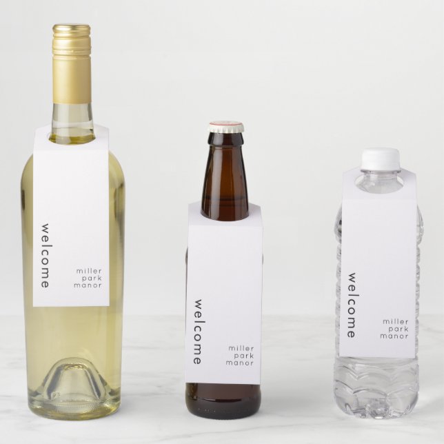 Etiqueta colgante de bienvenida mínima para botell (In situ)