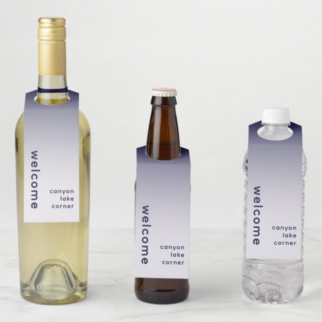 Etiqueta colgante de botella de bienvenida minimal (In situ)