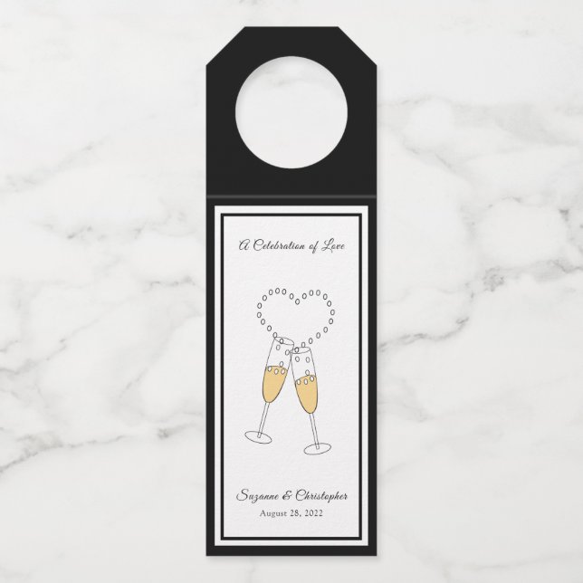 Etiqueta Colgante de Botella Negra con Corazón (Anverso)