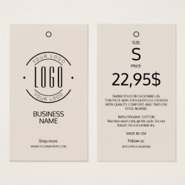Etiqueta colgante de ropa beige con logotipo moder