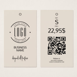 Etiqueta colgante de ropa con código QR beige de l