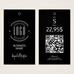 Etiqueta colgante de ropa con código QR en blanco 