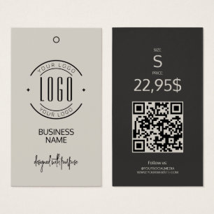 Etiqueta colgante de ropa con código QR moderno en