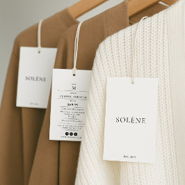 Etiqueta colgante de ropa con precio, talla, estil