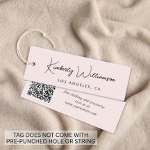 Etiqueta Colgante de Ropa Rosa Código QR de Letra 