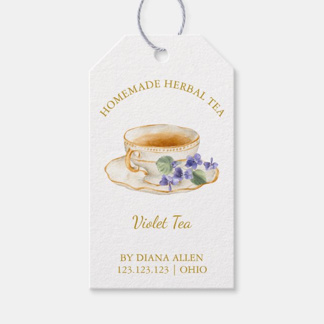 Etiqueta colgante de Té Violeta Simple (Anverso)