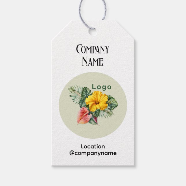 Etiqueta Colgante Logo de Empresa Blanco Neutral (Anverso)