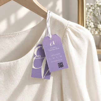 Etiqueta Colgante Minimalista Elegante Morada y Bl