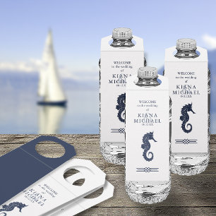 Etiqueta Colgante para Botella Blue Wave Seahorse