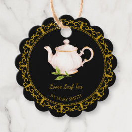 Etiqueta colgante para tetera antigua de té de hoj