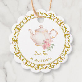 Etiqueta Colgante para Tetera Antigua de Té de Ros