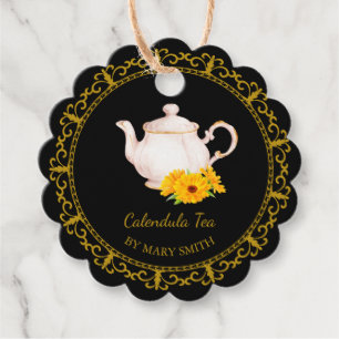 Etiqueta colgante para tetera vintage de té de cal
