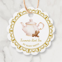 Etiqueta colgante para tetera vintage de té de raí