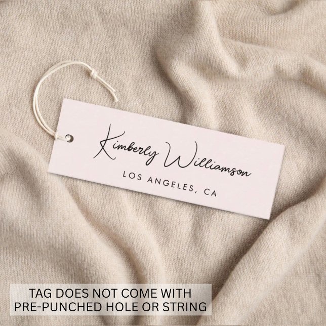 Etiqueta colgante rosa Chic Signature Script (Empower your name in our signature script as your logo and brand identity)