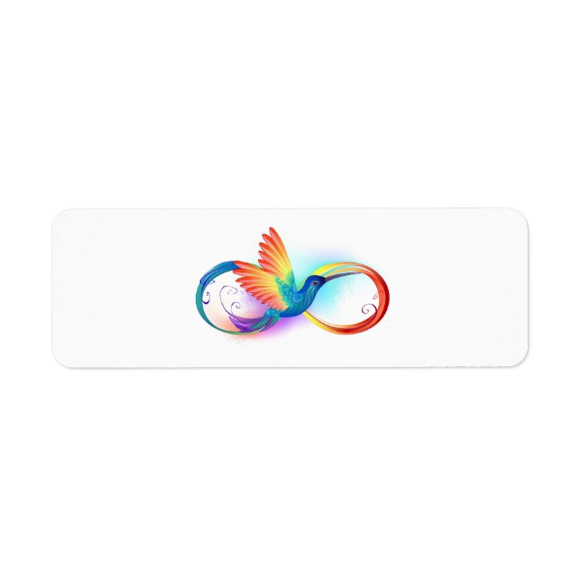 Etiqueta Colibrí arcoíris con símbolo de infinito (Frente)