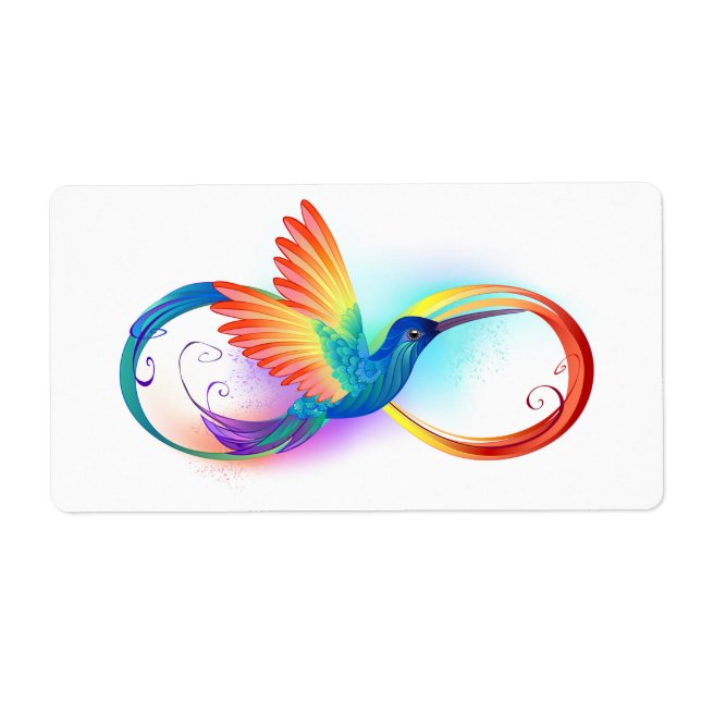 Etiqueta Colibrí arcoiris con símbolo Infinity (Frente)