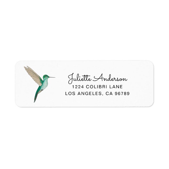 Etiqueta Colibrí Esmeralda de Pecho Blanco (Frente)