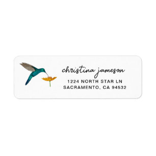 Etiqueta Colibrí y flor