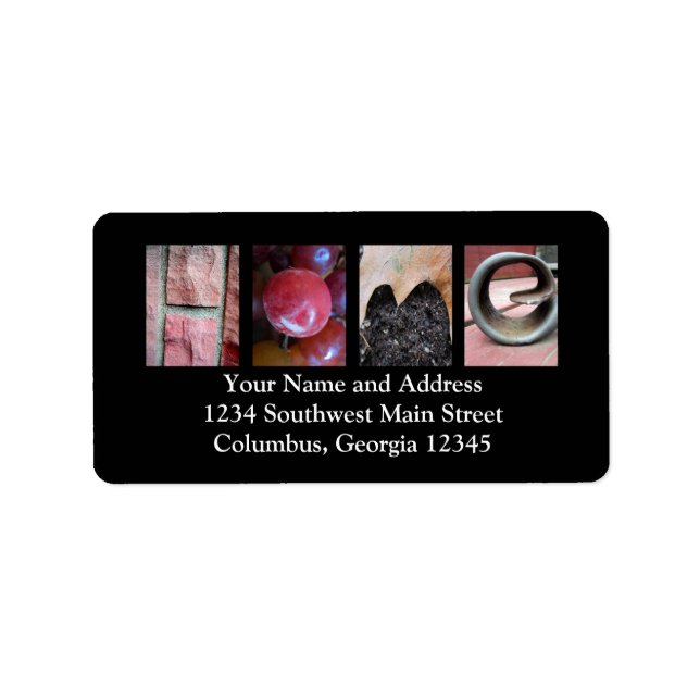 Etiqueta Collage de fotografía de alfabeto, carta HOME Word (Frente)