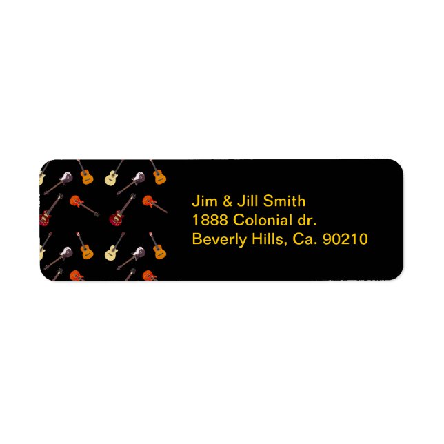 Etiqueta Collage de guitarra eléctrica y acústica (Frente)