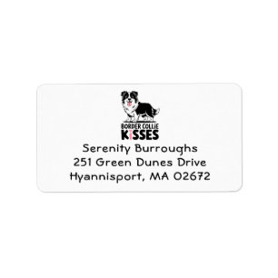 Etiqueta Collie de Border Adorable Besos Amante de Perros