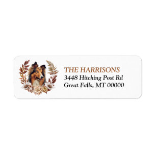 Etiqueta Collie Dog Autumn Wreath