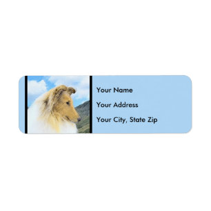 Etiqueta Collie in Mountains (Rough) Pintura - Perro Art