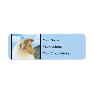 Etiqueta Collie in Mountains (Rough) Pintura - Perro Art