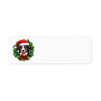 Etiqueta Collie Navidad Wreath