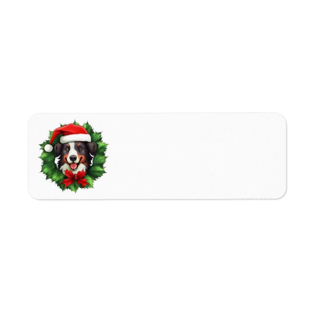 Etiqueta Collie Navidad Wreath (Frente)